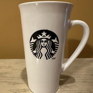 Starbucks Coffee Mug Cup 16oz White Ceramic Travel Tall Siren Black Logo 2014